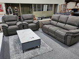 Moy Palomino Fabric Recliner Sofa with Fold-Down Cup Holder Console from