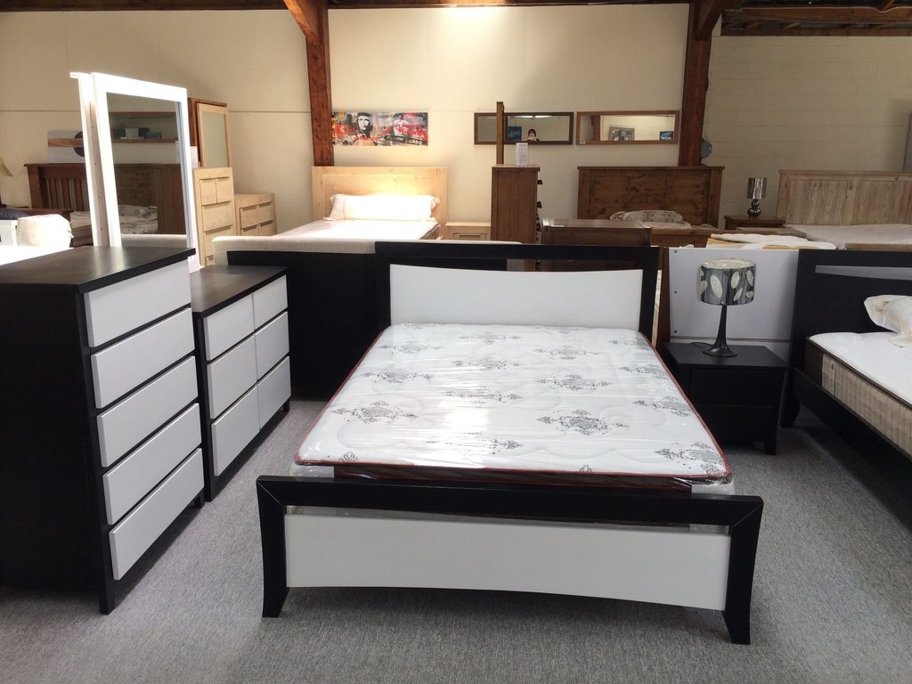 Perry Black and White Bed Solid Pine Wood in Single/ King Single/ Double/ Queen from