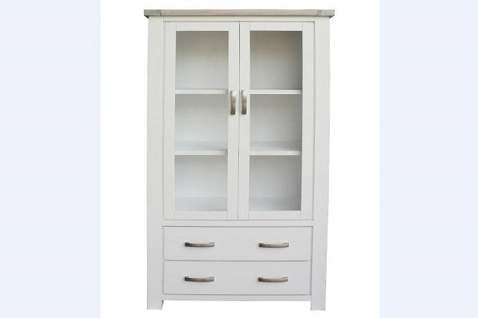 Ashlee Display Cabinet White Washed Solid Wooden