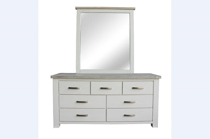Ashlee White Wash Wooden Dressing Table with Mirror