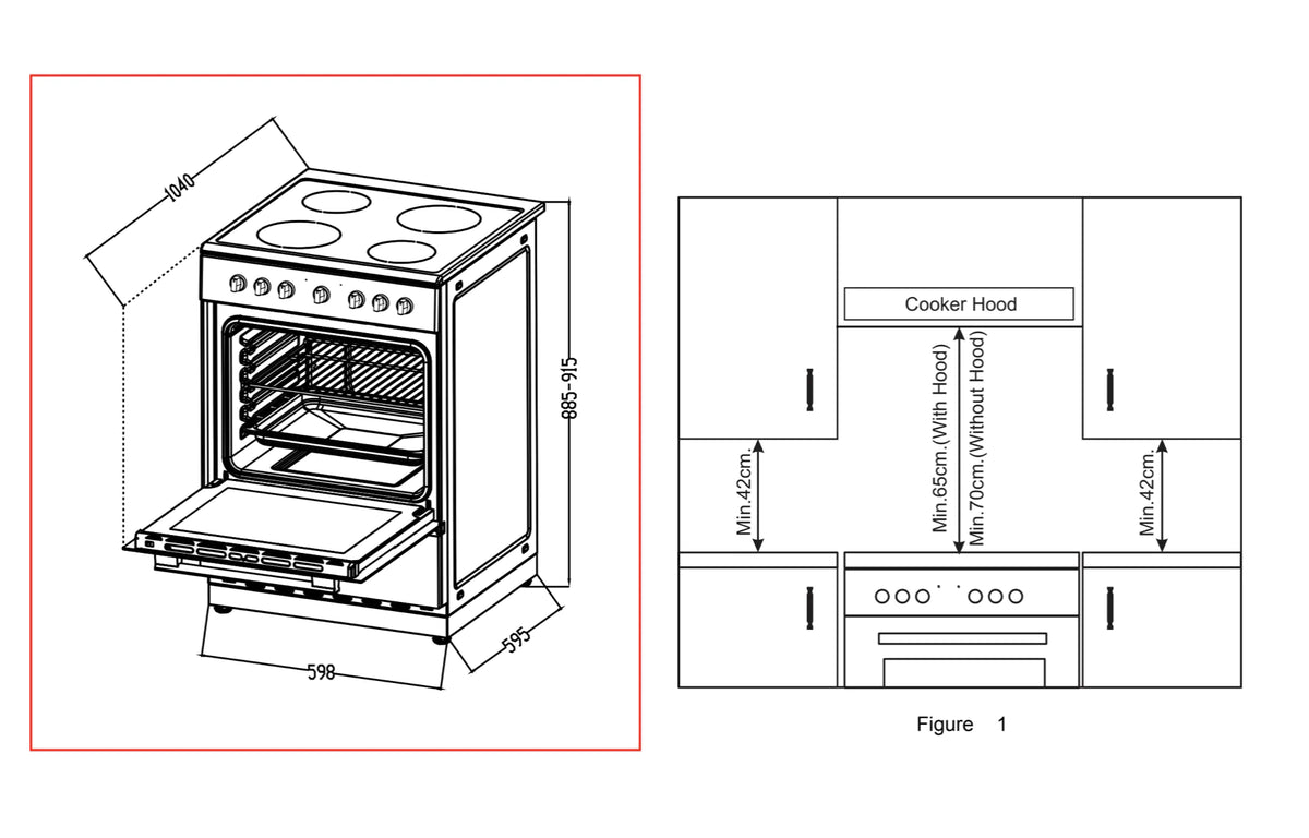 Midea 60cm Ceramic Cooktop Freestanding Stove
