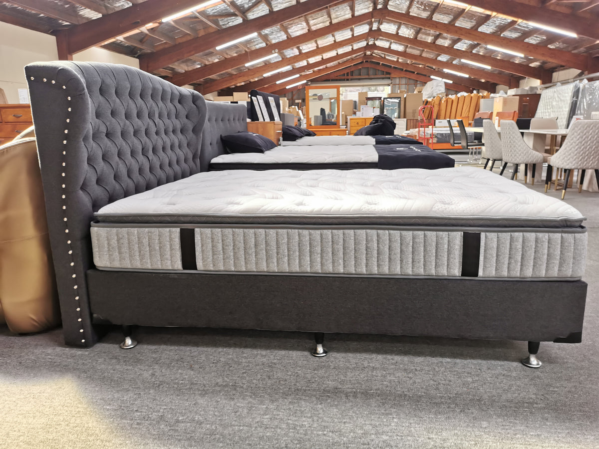 Birmingham Queen Bed 3Pcs NZ Made Base, Headboard & 28cm Thick Pocket Spring Mattress