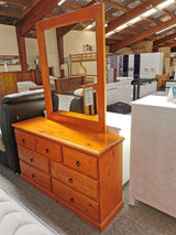Trevor 6PCS Queen Size Bedroom Suite Warm Honey Solid Pine Wood